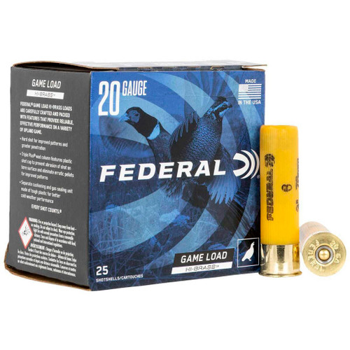 Federal Game Shok Hi Brass Load 20 ga. 3 in. 1 1/4 oz. 6 Shot 25-Round