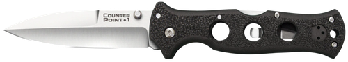 Cold Steel Counter Point I 4" Folding Spear Plain Satin AUS-10A SS Blade/ Black Griv-Ex Handle Includes Pocket Clip
