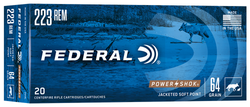 Federal Power-Shok 223Rem 64gr Jacketed Soft Point 20 Per Box/10 Case