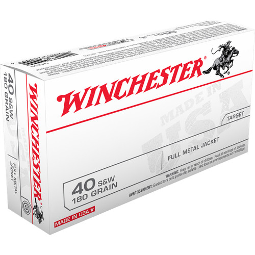 Winchester USA 40 S&W Ammo 180gr FMJ 50 Rounds - Q4238