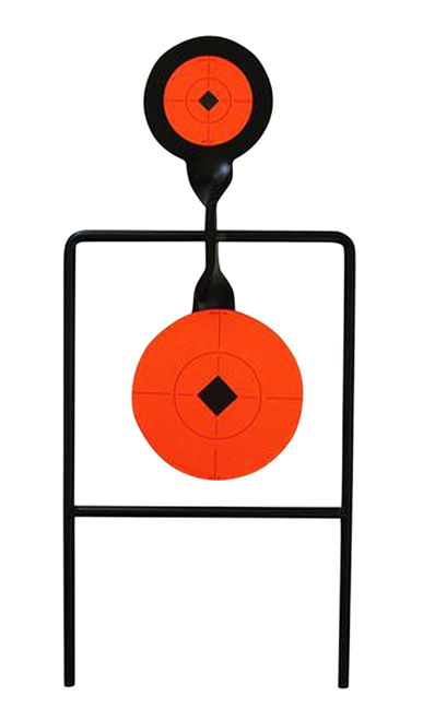 Birchwood Casey World of Targets Super Double Magazine Spinner 4.50"/6" Handgun Black/Orange Steel Circle w/Crosshair & Diamond 0.37" Thick Standing