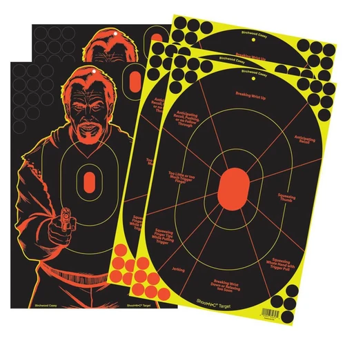 Birchwood Casey Shoot-N-C 12" x 18" 3-Handgun Trainer & 2-Bad Guy Silhouette - BC-34630
