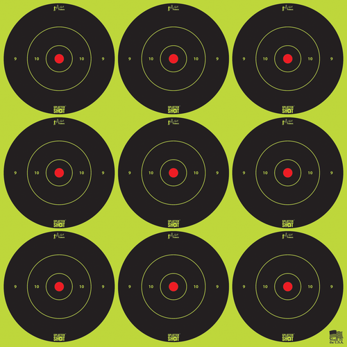 Pro-Shot SplatterShot Self-Adhesive Paper Black/Green 2" Bullseye 12Pack/108Targets