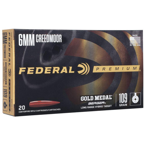 Federal Gold Medal Berger Hybrid Rifle Ammunition 6mm Creedmoor 109gr BTHP 20/ct