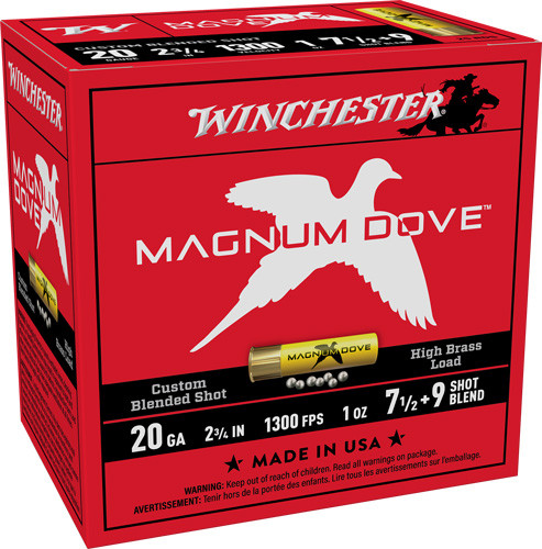 Winchester Magnum Dove 20GA 2.75" 1OZ #7.5&9 25-Round 10BX/CS