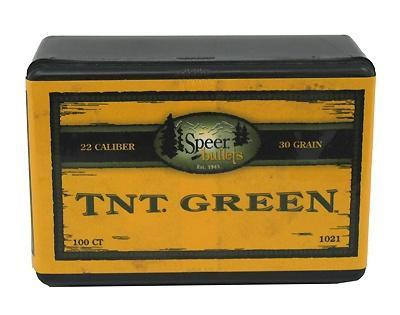 Speer TNT Green Rifle Bullets .22 cal Hornet .224" 30 gr 100/ct