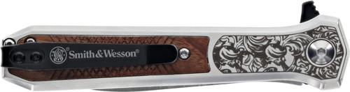 S&W Knife Unwavered Spring AST 3.5" Stainless/Rosewood Engrv Dagger