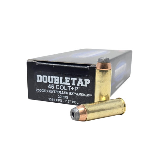 Double Tap Controlled Expansion 45 Colt +P Ammo 250gr SJHP 20 Rounds - 45P250CE20