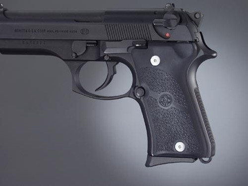 Hogue Grip Panels Cobblestone Black Rubber for Beretta 92 Compact - 93010
