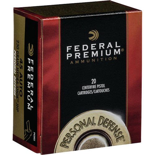 Federal Premium Personal Defense Pistol Ammo 45 ACP 230 gr. Hydra-Shok Jacketed HP 20-Round