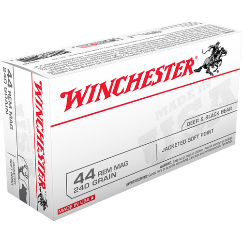 Winchester USA Pistol Ammo 44 Rem Magazine 240 gr. Jacketed Soft Point 50-Round