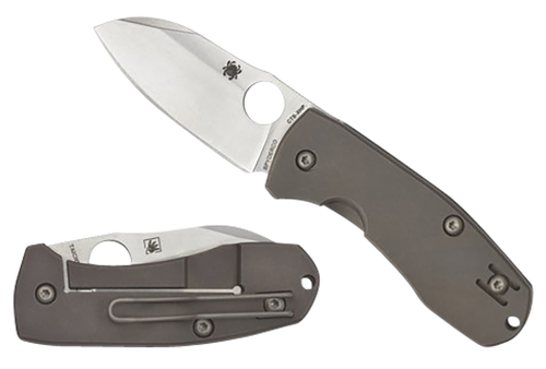 Spyderco Techno 2 2.52" Folding Sheepsfoot Plain CTS XHP Steel Blade/Matte Stonewashed Titanium Handle Includes Pocket Clip