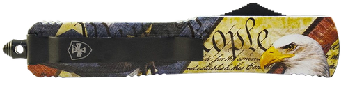 Templar Knife Premium Weighted Eagle Slim 3.16" OTF Drop Point Plain Black Oxide Stonewashed D2 Steel Blade, 4.93" w/"We The People" Aluminum Zinc Alloy Handle