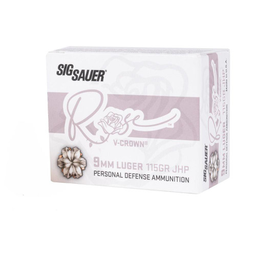Sig Sauer Rose Handgun Ammunition 9mm Luger 115gr JHP 20/ct