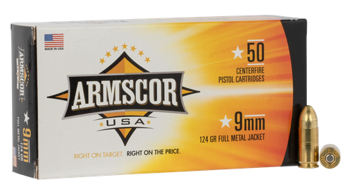 Armscor USA 9mm Luger Ammo 124gr FMJ 50 Rounds - FAC94