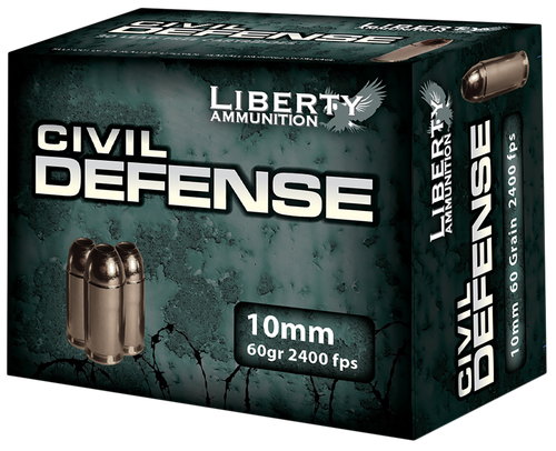 Liberty Civil Defense Fragmenting 10mm Auto Ammo 60gr HP Lead Free 20 Rounds - LACD10032