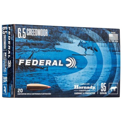 Federal Varmint & Predator Rifle Ammunition 6.5 Creedmoor 95 gr V-Max 20/ct