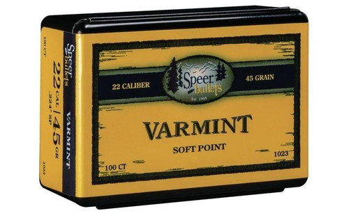 Speer Varmint Jacketed Soft Point /5 Case 22 Cal 45gr, 100 Count - 1023