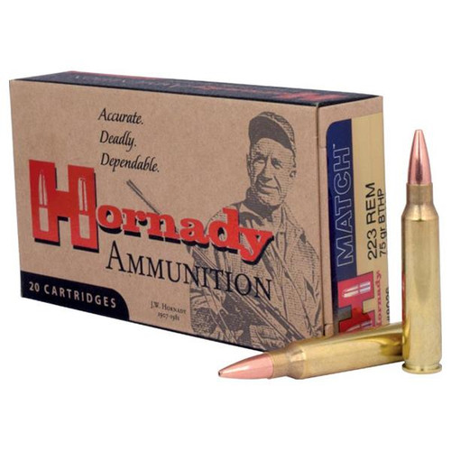 Hornady Match Rifle Ammunition .223 Rem 75 gr BTHP 20/ct