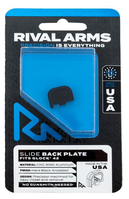 Rival Arms Slide Back Cover Plate Single Stack Black Aluminum for Glock 42 - RA43G003A