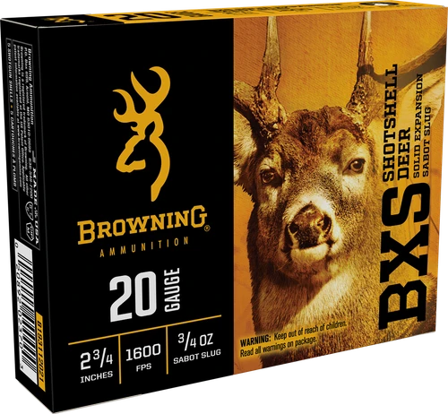 Browning BXS 20 Gauge Ammo 2-3/4" 3/4oz Sabot Slug Sabot Slug 5 Rounds - B193112021