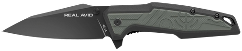 Real Avid RAV-1 3.25" Folding Modified Clip Point Plain Black Oxide 4Cr14 Blade, Grip Plates GFN Handle, Clamshell Pkg