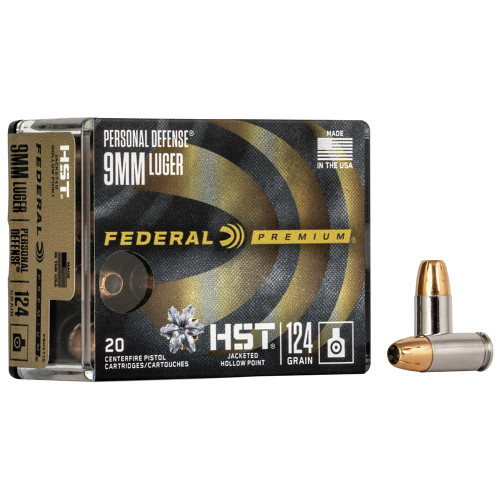 Federal Premium Personal Defense HST Handgun Ammunition 9mm Luger 124gr 20/ct