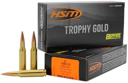 HSM Trophy Gold Extended Range Berger 7mm-08 Rem Ammo 140gr VLD 20 Rounds - 7MM08140VLD