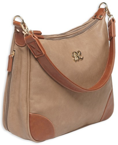 Bulldog Hobo Purse with Holster Taupe Tan Trim Leather - BDP014