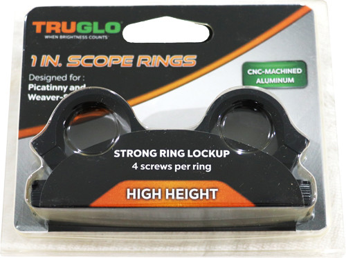 Truglo Rings 1" High Matte Picatinny/Weaver W/4 Screws