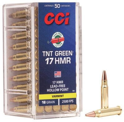 Cci TNT Green Case (40-50/ct) 17 HMR Ammo 16gr HP 2000 Rounds - 951CASE