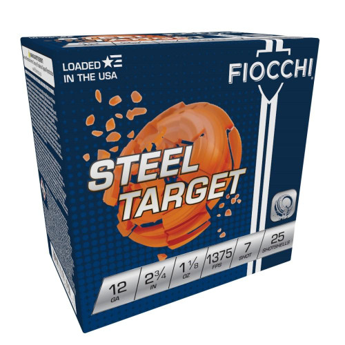 Fiocchi Target Steel Shotshells 12 ga 2-3/4" 1-1/8oz #7 25/ct