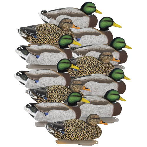 Higdon Legacy Magazine Mallard Flocked Head Duck Decoys 6/ct