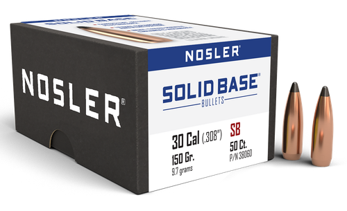 Nosler Solid Base 30Cal 150gr Soft Point 50-Count