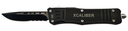 Xcaliber Knife Company 380 ACP Large 3.80" OTF Part Serrated Black 440C Stainless Blade 5.30" Steel Handle