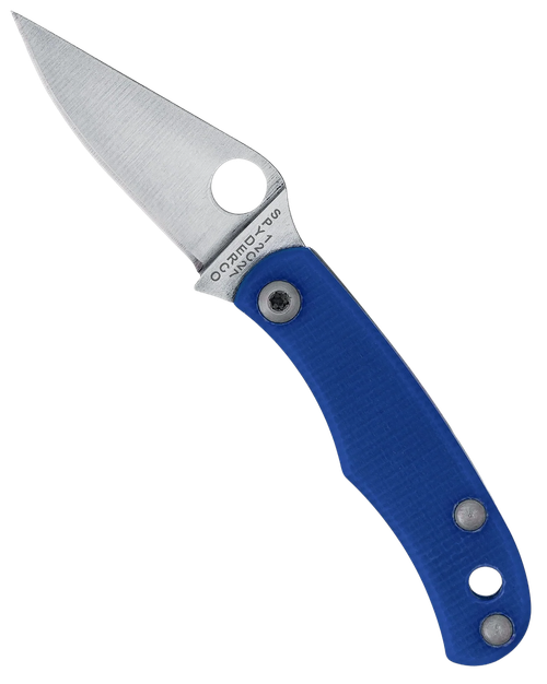 Spyderco Bug 1.27" Satin 12C27 Sandvik Stainless Blade Blue Textured G10 Handle