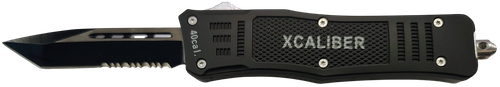 Xcaliber Knife Company 40 Cal Medium 3.25" OTF Tanto Part Serrated 440C Stainless Blade 4.64" Steel Handle