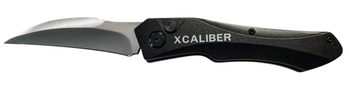 Xcaliber Knife Company Switch Blade 3.25" Folding Sheepsfoot Plain Stainless D2 Steel 4.50" Black Aluminum Handle
