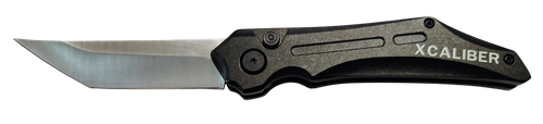 Xcaliber Knife Company Switch Blade 3.50" Folding Tanto Plain Stainless D2 Steel 4.75" Black Aluminum Handle