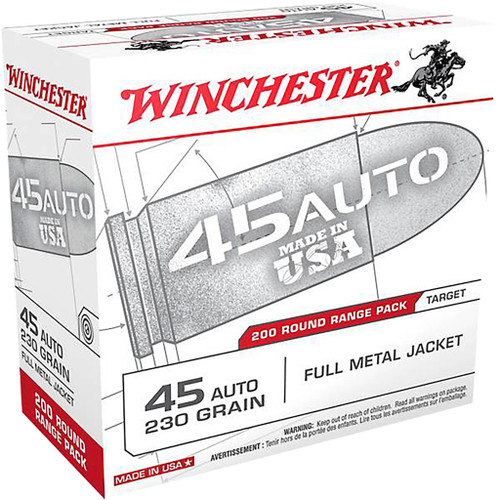 Winchester USA Pistol Ammo 45 ACP 230 gr. FMJ 200-Round