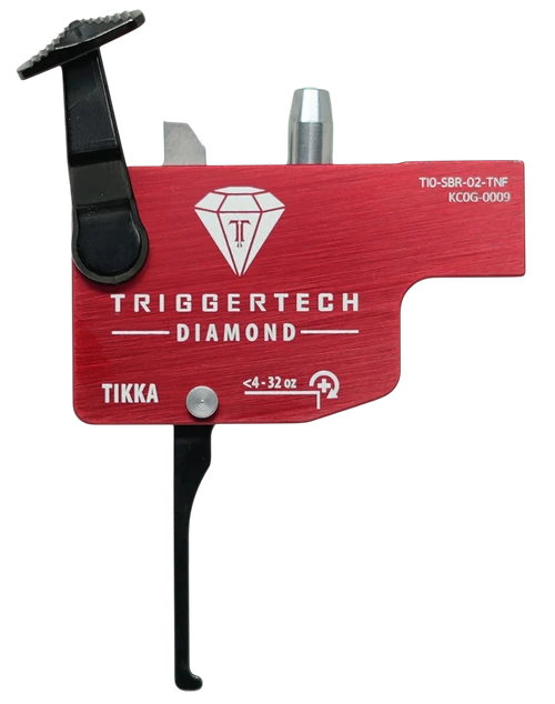 TriggerTech Diamond Black/Red Flat Lever Fits Tikka Left Hand - TILSRB02TNF
