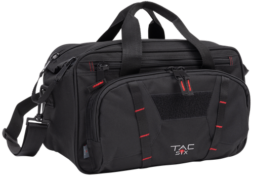 Tactical Six Sporter Range Bag Black Endura with Removable Shoulder Strap Pockets Padded Pistol Rug & Exterior Webbing