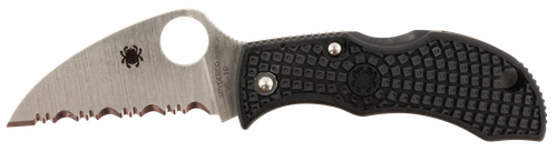 Spyderco Mbkwsb Manbug 1.91" Folding Wharncliffe Serrated Non-Reflective Black TiCN VG-10 Stainless Blade Textured FRN Handle