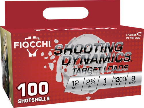 Fiocchi Shooting Dynamics 12 Gauge Ammo 2-3/4" 1oz #8 100 Rounds - 12SDB18