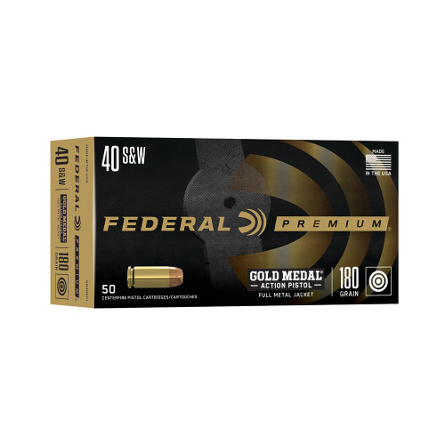 Federal Gold Medal 40 S&W Ammo 180gr FMJ 50 Rounds - GM40AP1