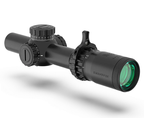 Swampfox Optics Tomahawk II Black 1-4x 24mm 30mm Tube Bright Fiber Optic Green Reticle