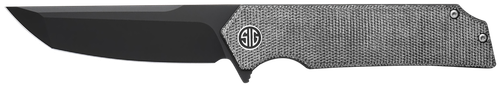 Eikonic Knife Company Sig Sauer Knives Tsuru 3.30" Folding Tanto Plain Black PVD 154CM Stainless Blade 4.20" Salt & Pepper Micarta Handle