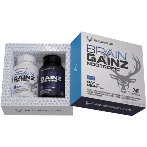 Bucked Up Brain Gainz Day & Night Supplements 240 Total Capsules - 1112100
