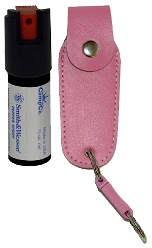 S&W Pepper Spray OC Range 10 ft 0.50oz Pink Includes Holster/Keychain - 1203P