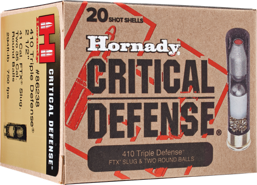 Hornady Critical Defense Triple 410Gauge 2.50" 2RoundBalls/1 FTXSlug 20 Per Box/10 Case